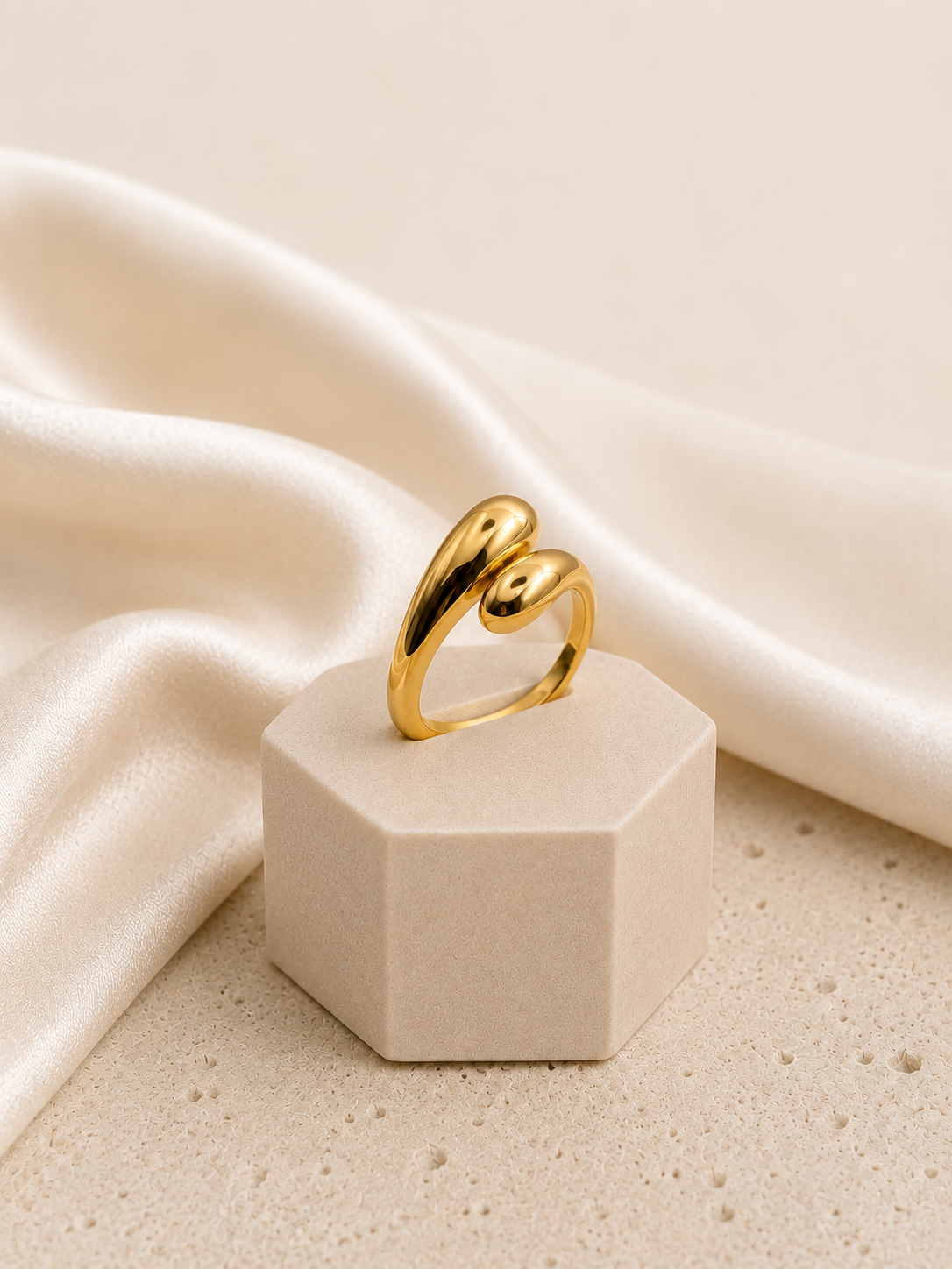 Tropf Ring 18k vergoldeter Edelstahl