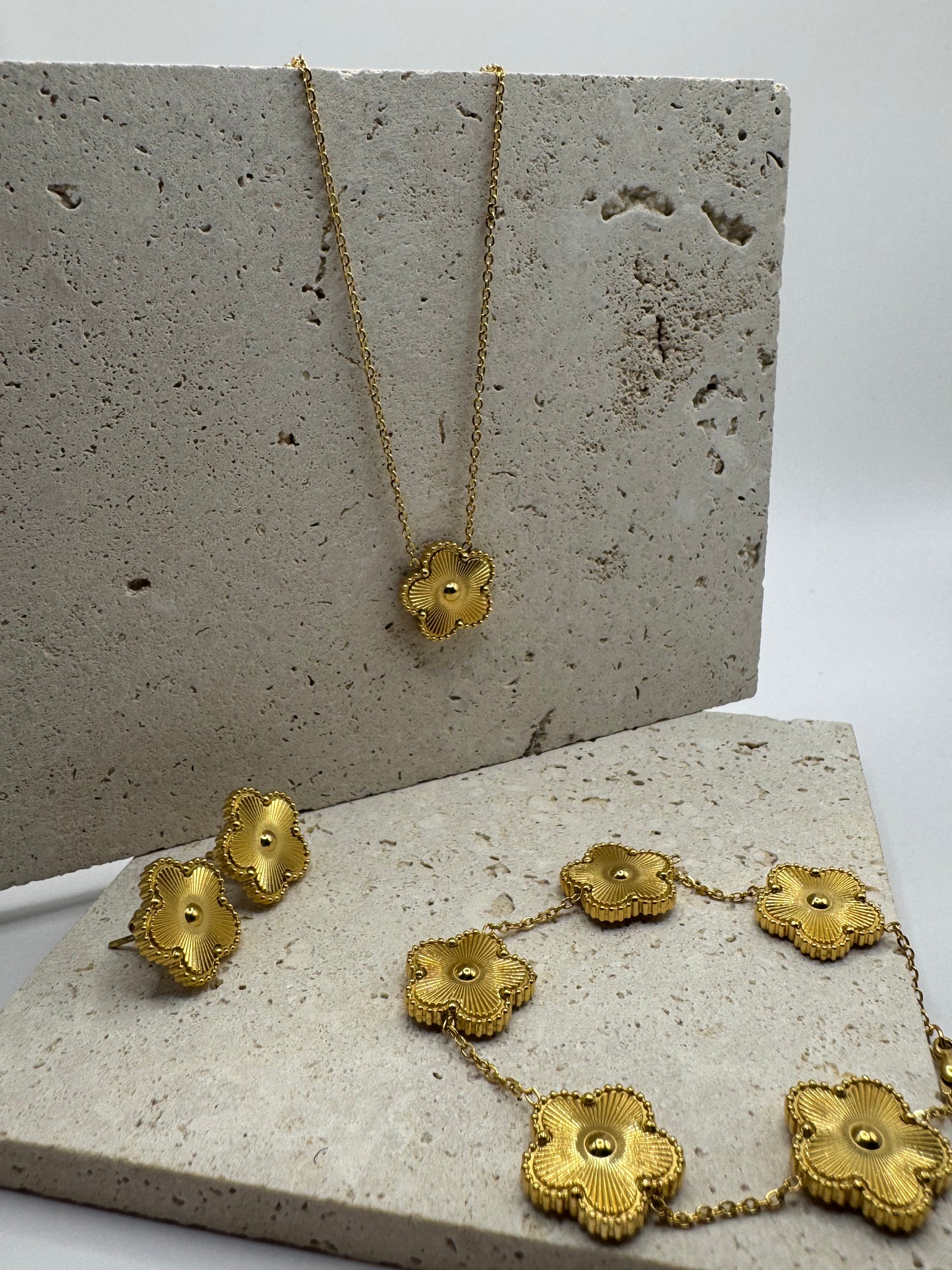 Snowflake Flower Set 18k vergoldetem Titanstahl