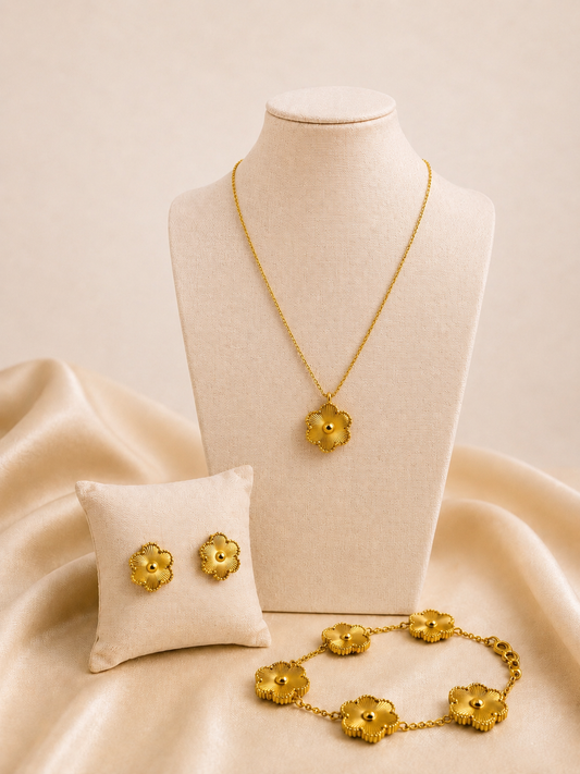 Snowflake Flower Set 18k vergoldetem Titanstahl