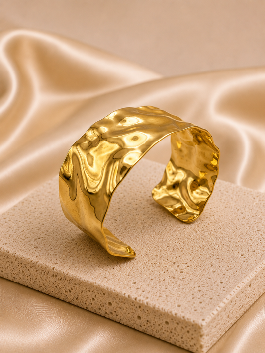 Vintet Wave Armreif 18k vergoldeter Tintanstahl