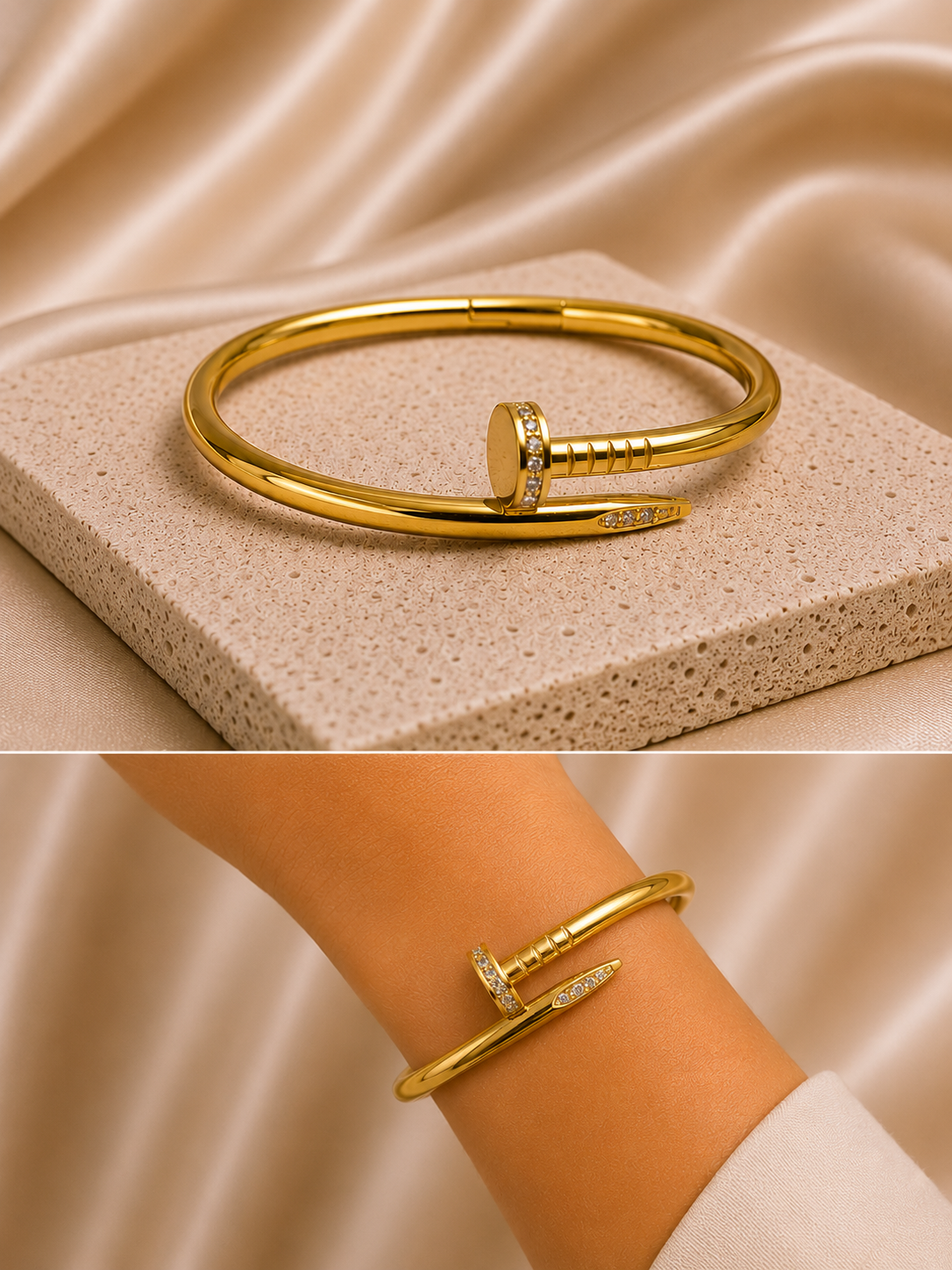 Luxury-Armreif 18k vergoldeter Edelstahl