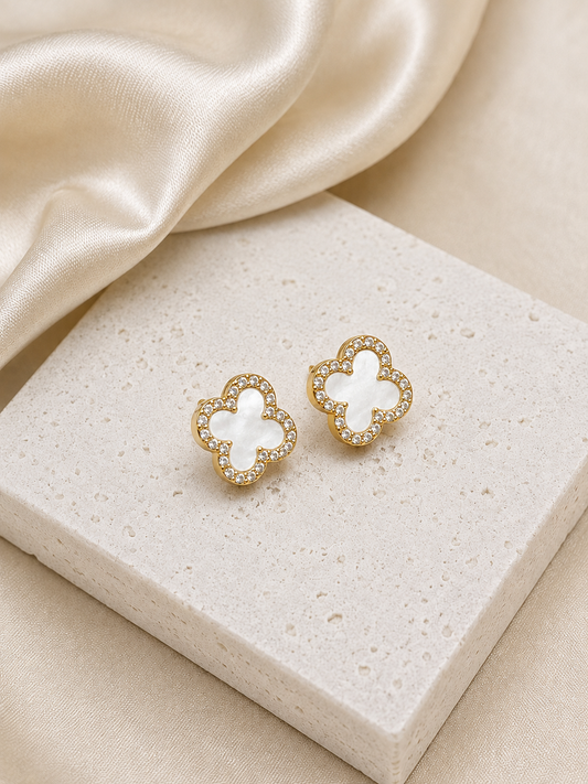 Clover Ohrstecker 18k vergoldeter Titanstahl