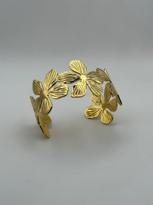Vintage Flower Armreif 18k Vergoldetem Titanstahl