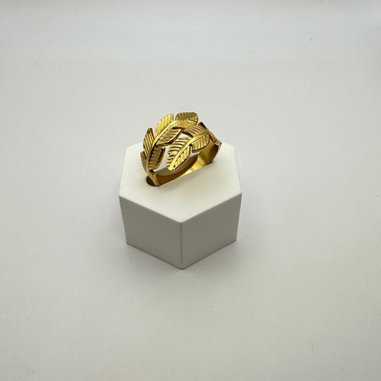 Leaf Ring  18k vergoldeter Titanstahl (verstellbar)