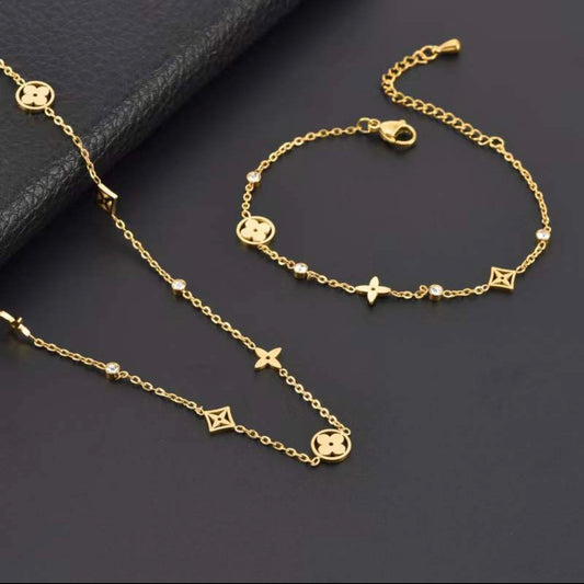 LV Set 18k vergoldeter Titanstahl