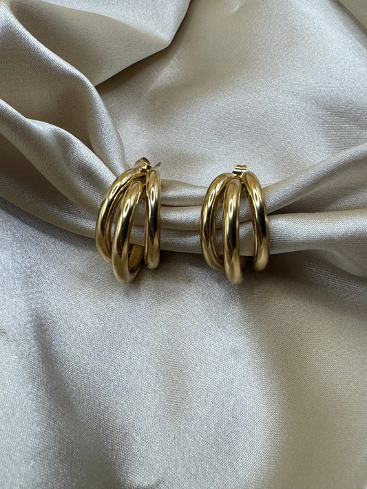 3er Drop Ohrring PVD 18k vegoldeter Edelstahl